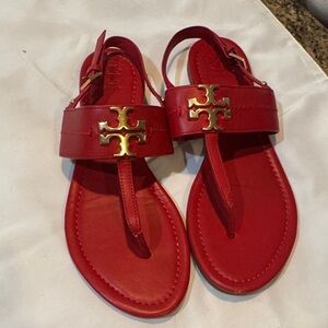 Tory Burch Red and Gold Sandals